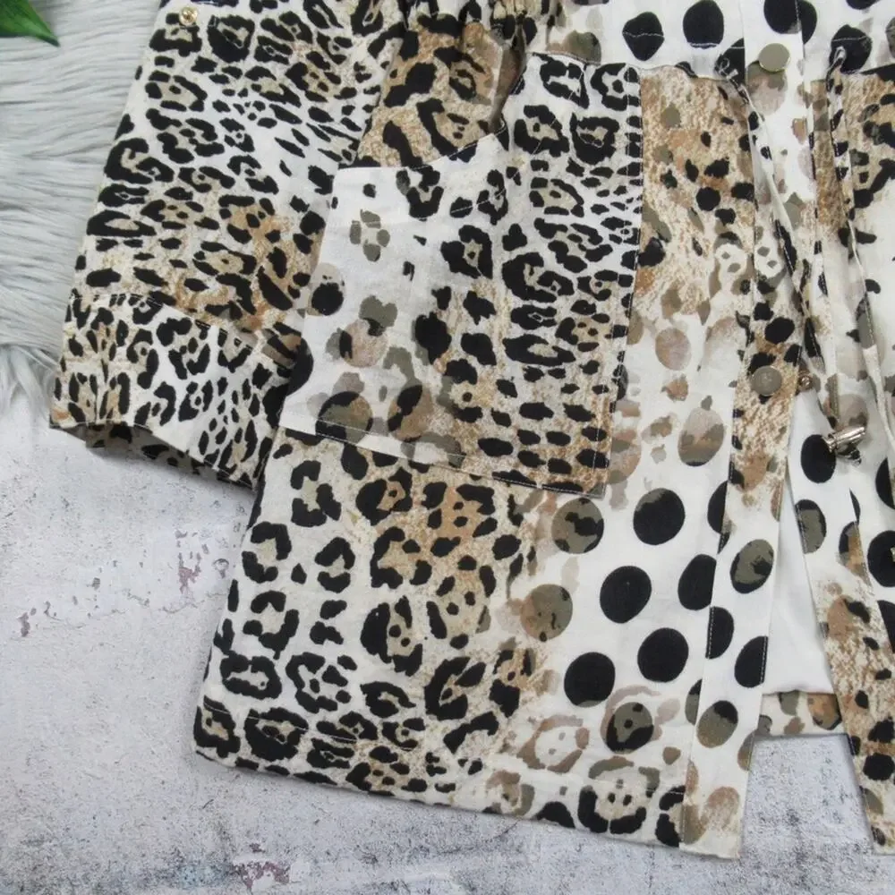 CHICO’S 0 Leopard Animal Print Collared Button Front Jacket Women’s Size Small